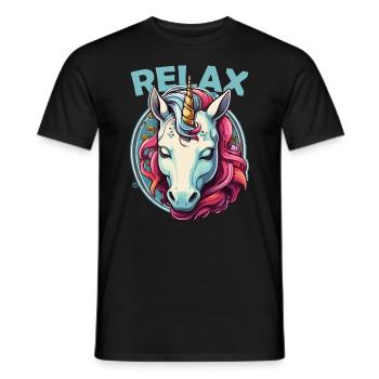 Détendez-vous endormi Licorne Illustration Motif - T-shirt homme - noir - Devant - AI Model Male 178 light (178cm)