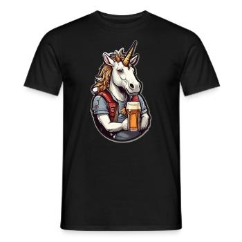 Licorne cool avec de la bière à la main - T-shirt homme - noir - Devant - AI Model Male 178 light (178cm)