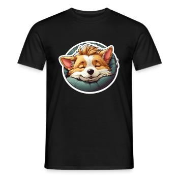 Corgi endormi mignon - T-shirt homme - noir - Devant - AI Model Male 178 light (178cm)