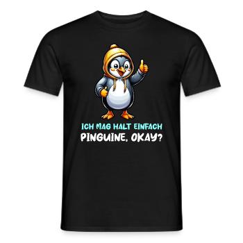 Ich mag Pinguine - Männer T-Shirt - Schwarz - Vorne - AI Model Male 178 light (178cm)