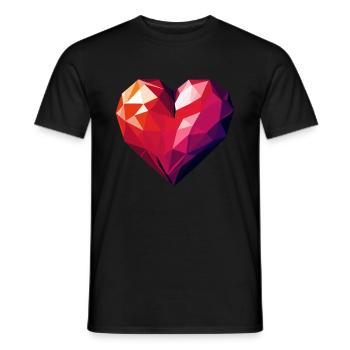 Polygon Herz - Männer T-Shirt - Schwarz - Vorne - AI Model Male 178 light (178cm)