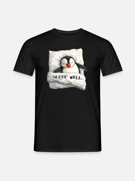 Schlafender Pinguin - Männer T-Shirt - Schwarz