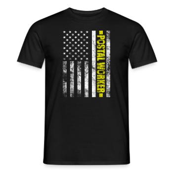 Postal Worker Mail Letter Carrier USA Flag Mailman - Men's T-Shirt - black - Front - AI Model Male 178 light (178cm)