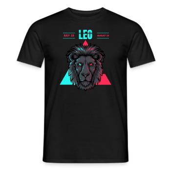 Löwe Sternzeichen Glitch Neon Leo July August 23 - Männer T-Shirt - Schwarz - Vorne - AI Model Male 178 light (178cm)