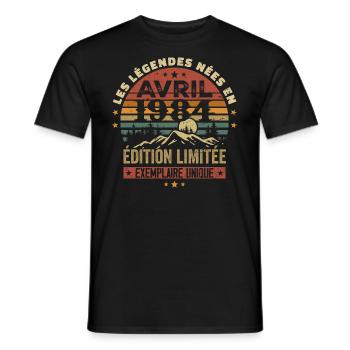 Les Légendes Sont Nées En Avril 1984 Cadeau 1984 - T-shirt homme - noir - Devant - AI Model Male 178 light (178cm)