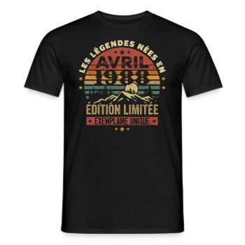 Les Légendes Sont Nées En Avril 1988 Cadeau 1988 - T-shirt homme - noir - Devant - AI Model Male 178 light (178cm)