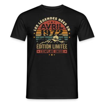 Les Légendes Sont Nées En Avril 1972 Cadeau 1972 - T-shirt homme - noir - Devant - AI Model Male 178 light (178cm)