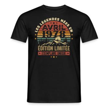 Les Légendes Sont Nées En Avril 1978 Cadeau 1978 - T-shirt homme - noir - Devant - AI Model Male 178 light (178cm)