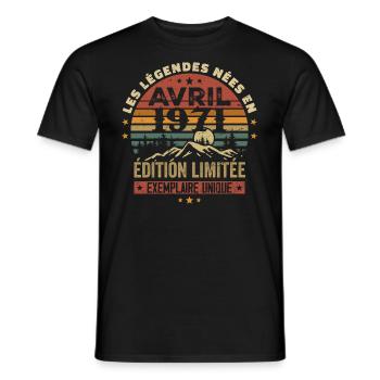 Les Légendes Sont Nées En Avril 1971 Cadeau 1971 - T-shirt homme - noir - Devant - AI Model Male 178 light (178cm)