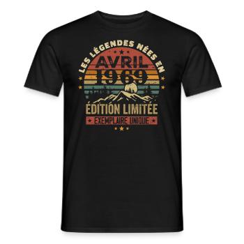 Les Légendes Sont Nées En Avril 1969 Cadeau 1969 - T-shirt homme - noir - Devant - AI Model Male 178 light (178cm)