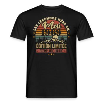 Les légendes Nées en Mai 1969 Cadeau 1969 Vintage - T-shirt homme - noir - Devant - AI Model Male 178 light (178cm)