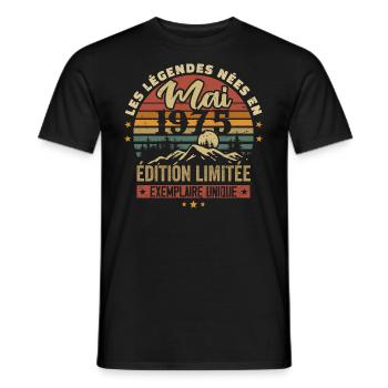 Les légendes Nées en Mai 1975 Cadeau 1975 Vintage - T-shirt homme - noir - Devant - AI Model Male 178 light (178cm)