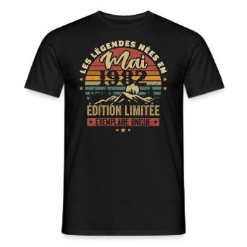 Les légendes Nées en Mai 1982 Cadeau 1982 Vintage - T-shirt homme - noir - Devant - AI Model Male 178 light (178cm)