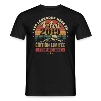 Les légendes Nées en Mai 2019 Cadeau 2019 Vintage - T-shirt homme - noir - Devant - AI Model Male 178 light (178cm)