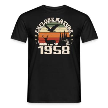 Cadeau Anniversaire 1958 Classique Chasseur 1958 - T-shirt homme - noir - Devant - AI Model Male 178 light (178cm)