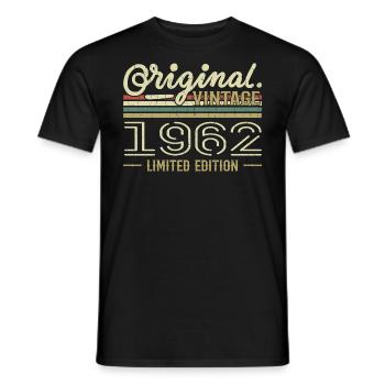 1962 Anniversaire Rétro 1962 Original 1962 Vintage - T-shirt homme - noir - Devant - AI Model Male 178 light (178cm)