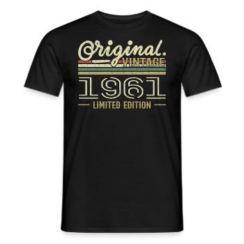 1961 Anniversaire Rétro 1961 Original 1961 Vintage - T-shirt homme - noir - Devant - AI Model Male 178 light (178cm)
