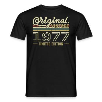 1977 Retro Birthday 1977 Original 1977 Vintage - Men's T-Shirt - black - Front - AI Model Male 178 light (178cm)