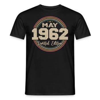 Mai 1962 Vintage Nées En Mai 1962 Anniversaire - T-shirt homme - noir - Devant - AI Model Male 178 light (178cm)