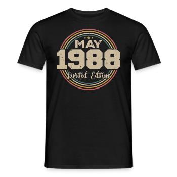 Mai 1988 Vintage Nées En Mai 1988 Anniversaire - T-shirt homme - noir - Devant - AI Model Male 178 light (178cm)