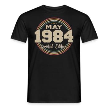 Mai 1984 Vintage Nées En Mai 1984 Anniversaire - T-shirt homme - noir - Devant - AI Model Male 178 light (178cm)