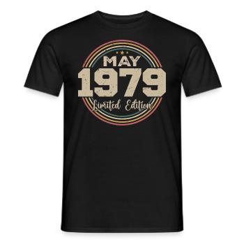 Mai 1979 Vintage Nées En Mai 1979 Anniversaire - T-shirt homme - noir - Devant - AI Model Male 178 light (178cm)