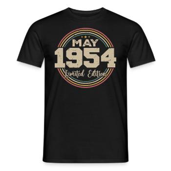 Mai 1954 Vintage Nées En Mai 1954 Anniversaire - T-shirt homme - noir - Devant - AI Model Male 178 light (178cm)