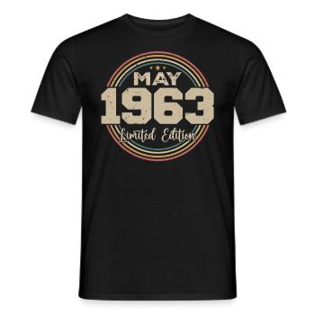 Mai 1963 Vintage Nées En Mai 1963 Anniversaire - T-shirt homme - noir - Devant - AI Model Male 178 light (178cm)