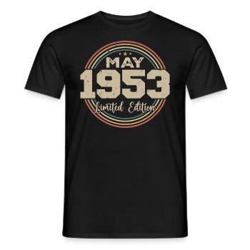 Mai 1953 Vintage Nées En Mai 1953 Anniversaire - T-shirt homme - noir - Devant - AI Model Male 178 light (178cm)