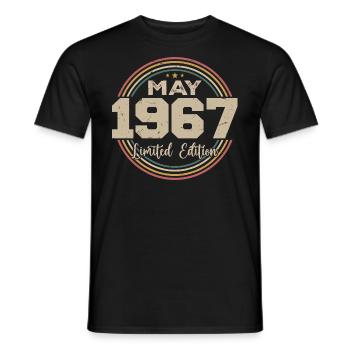 Mai 1967 Vintage Nées En Mai 1967 Anniversaire - T-shirt homme - noir - Devant - AI Model Male 178 light (178cm)