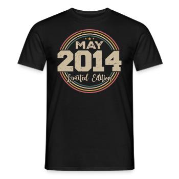 Mai 2014 Vintage Nées En Mai 2014 Anniversaire - T-shirt homme - noir - Devant - AI Model Male 178 light (178cm)