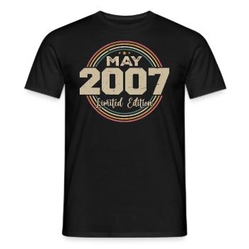 Mai 2007 Vintage Nées En Mai 2007 Anniversaire - T-shirt homme - noir - Devant - AI Model Male 178 light (178cm)