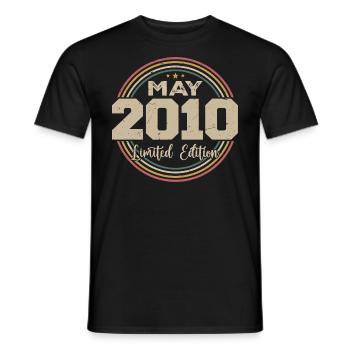 May 2010 Vintage Born In May 2010 Anniversary - Men's T-Shirt - black - Front - AI Model Male 178 light (178cm)