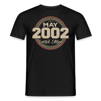 Mai 2002 Vintage Nées En Mai 2002 Anniversaire - T-shirt homme - noir - Devant - AI Model Male 178 light (178cm)