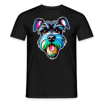 Cooler Schnauzer Hund in bunten Farben - Männer T-Shirt - Schwarz - Vorne - AI Model Male 178 light (178cm)