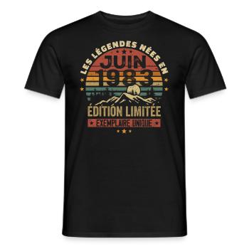 Nées En Juin 1983 Vintage Juin 1983 Anniversaire - T-shirt homme - noir - Devant - AI Model Male 178 light (178cm)
