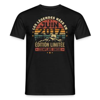 Born In June 2017 Vintage June 2017 Birthday - Men's T-Shirt - black - Front - AI Model Male 178 light (178cm)
