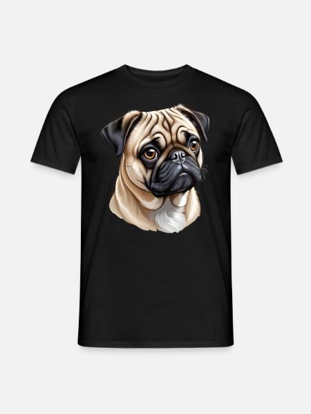 Pug Head - Men's T-Shirt - black
