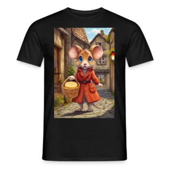 Maus mit ihrem Käse - Männer T-Shirt - Schwarz - Vorne - AI Model Male 178 light (178cm)