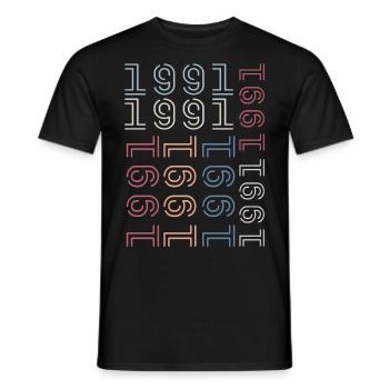 Born In 1991 Birthday Gift 1991 Retro 1991 - Men's T-Shirt - black - Front - AI Model Male 178 light (178cm)