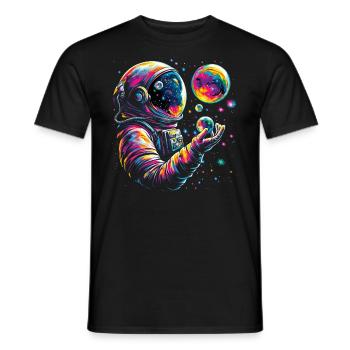 Planets Astronaut Science Space - Men's T-Shirt - black - Front - AI Model Male 178 light (178cm)