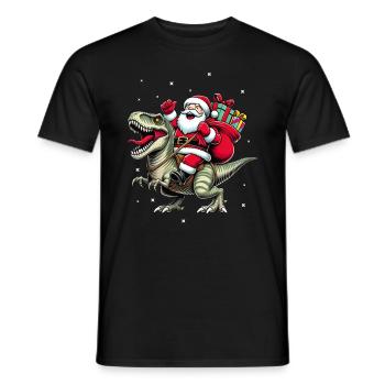 Santa Claus Rides Dino Christmas Dinosaur - Men's T-Shirt - black - Front - AI Model Male 178 light (178cm)