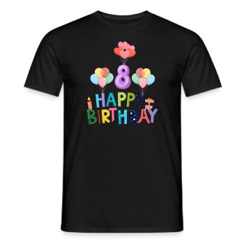 Happy Birthday 8th Birthday - Men's T-Shirt - black - Front - AI Model Male 178 light (178cm)