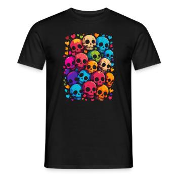Vibrant Skulls of Love - Men's T-Shirt - black - Front - AI Model Male 178 light (178cm)