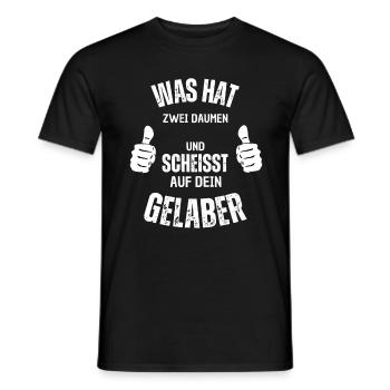 Cheeky saying: Two thumbs of humor - Men's T-Shirt - black - Front - AI Model Male 178 light (178cm)