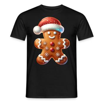 Gingerbread Gingerbread Man Xmas - Men's T-Shirt - black - Front - AI Model Male 178 light (178cm)