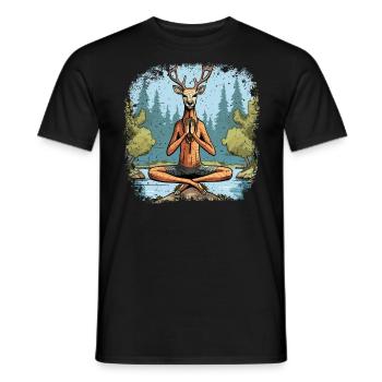 Hirsch Yogi - Männer T-Shirt - Schwarz - Vorne - AI Model Male 178 light (178cm)