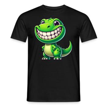Dinosaure mignon T-Rex Cartoon Friendly - T-shirt homme - noir - Devant - AI Model Male 178 light (178cm)