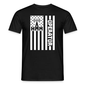 Ham Radio Operator | USA Flag Funny Amateur Radio - Men's T-Shirt - black - Front - AI Model Male 178 light (178cm)
