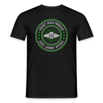 Programme spatial secret | Agent de liaison avec les étrangers UAP - T-shirt homme - noir - Devant - AI Model Male 178 light (178cm)